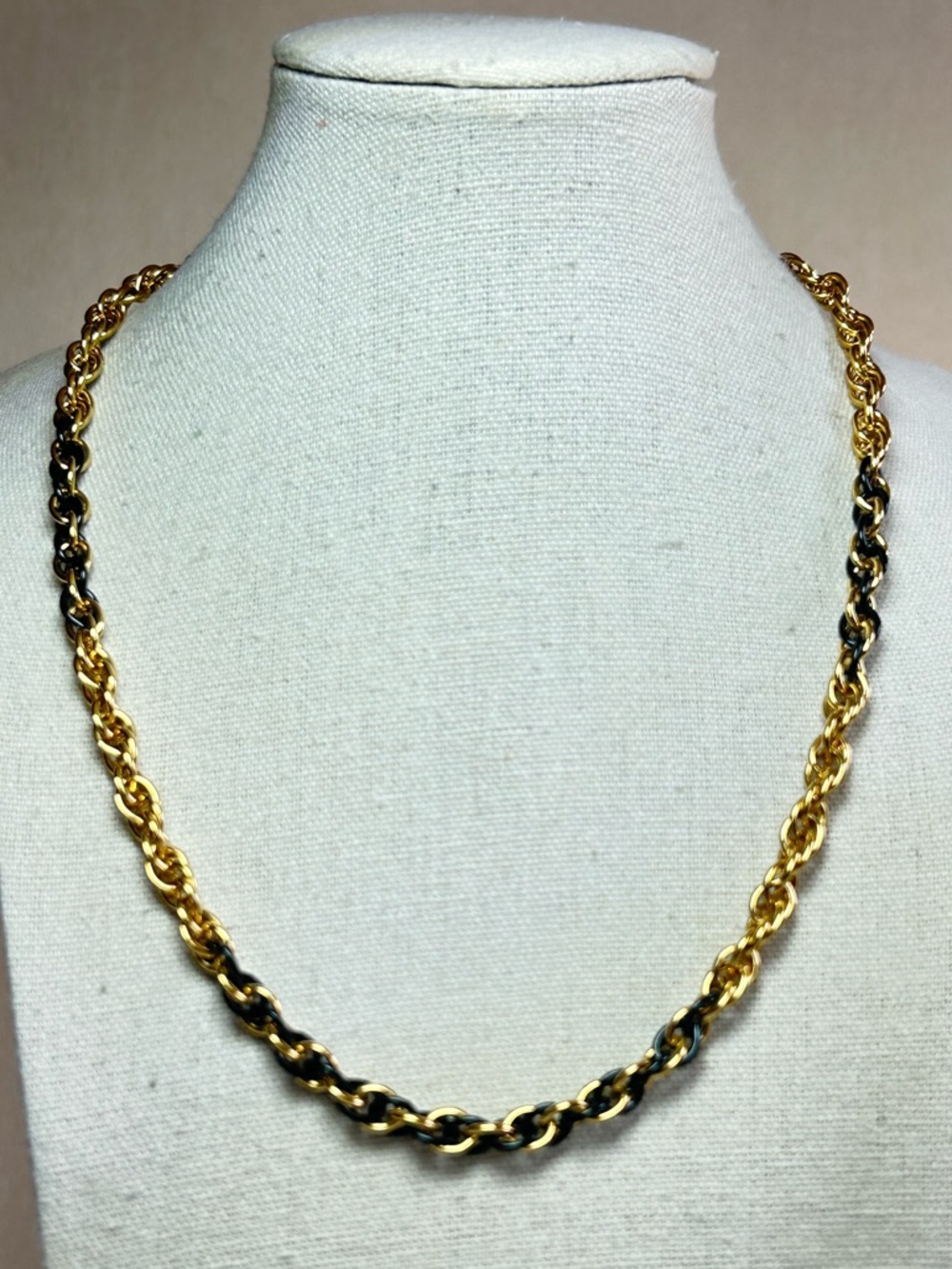Monet Gold and Black 18” Rope Chain Necklace Vote Vintage